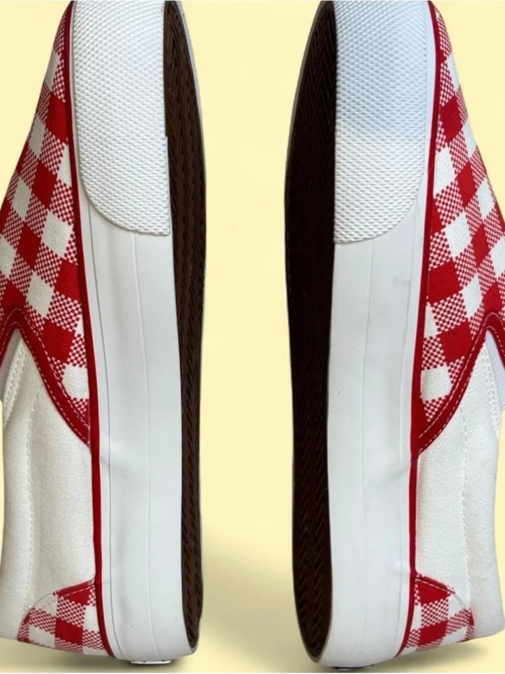 Red & White Check Slip-Ons